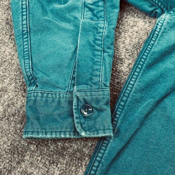 Vintage LL‎ Bean Shirt Mens 17 Tall Aqua Chamois Flannel Distressed USA Camping - Picture 3 of 13